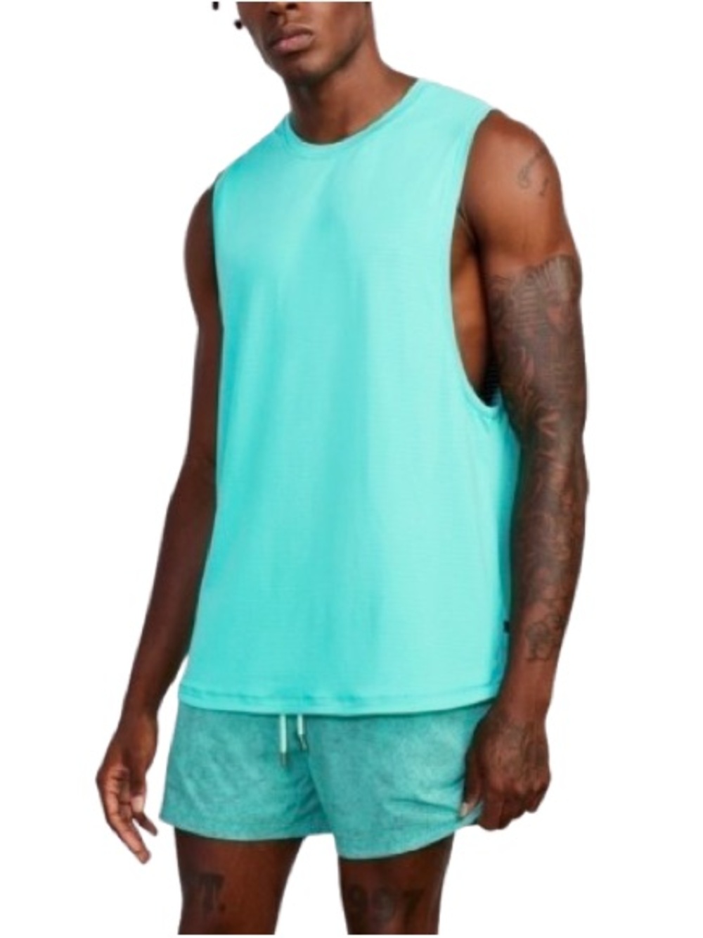 Stori Icon Tech Sleeveless Crewneck Tank Bright Turquoise Size M